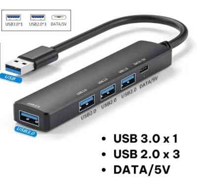 USB연결 5포트 허브 노트북 & PC 사용 USB4개/전원C 1개